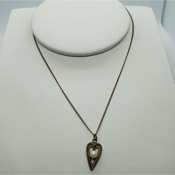 Vintage 12 Karat Gold Plated Heart Necklace - Picture 1 of 6